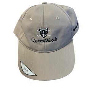 Cypress Woods Golf Club Tan 6 panel adjustable upf 50+ Golf Hat Taylor Made